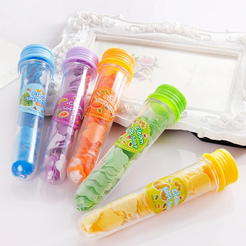 Outdoor Body Washing paper soap BathTest Tube Confetti Foaming Flower Paper Soap Slice Case Travel Cleaning Box paper soap sheet