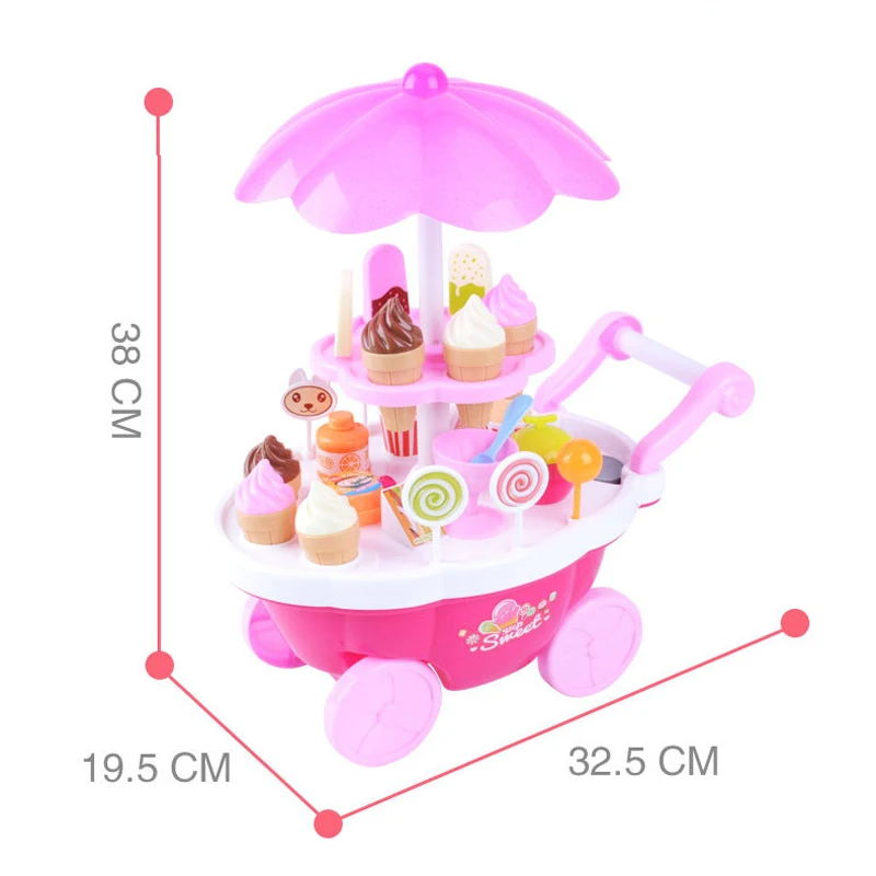 

39pcs/set kichen toy simulating small car girl mini candy cart ice supermarket home set children kichen toy for girl kids baby