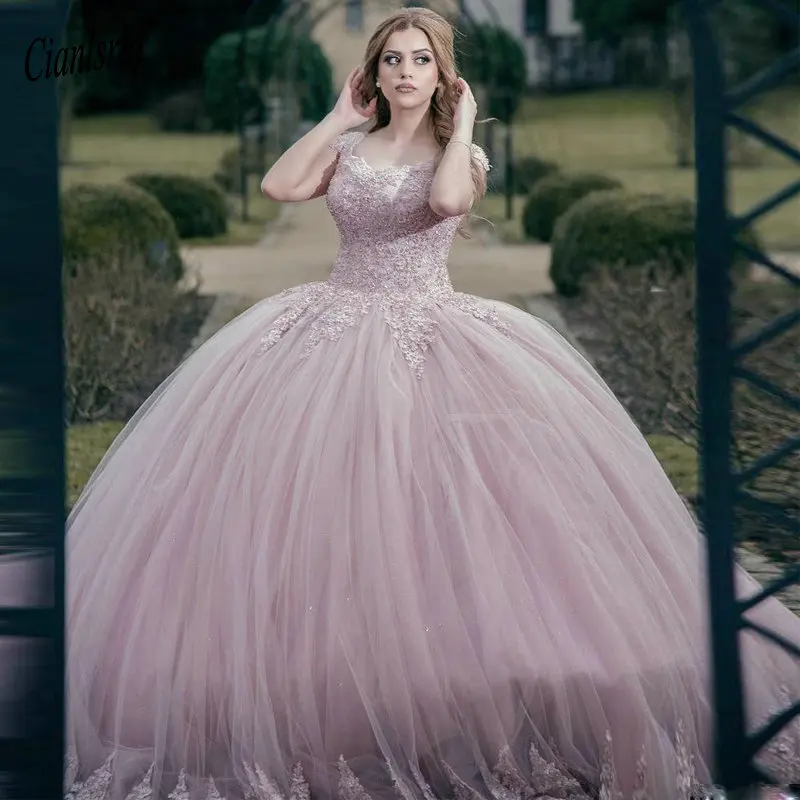Классическое Розовое Бальное платье платья для Quinceanera с квадратным вырезом и