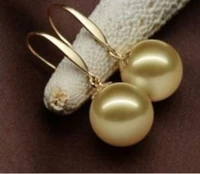 hot sell noble hot sell new shitou 00196 huge aaa 14mm natural south sea golden shell pearl earrings