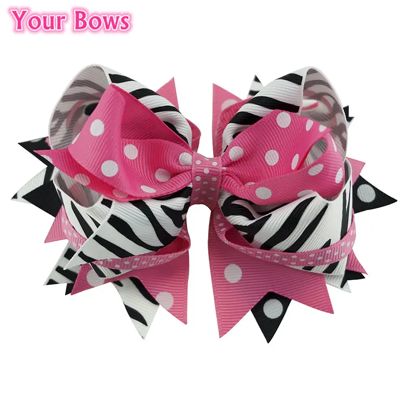 Банты для волос с полосками зебры 5 дюймов заколка девочек милая Женская повязка