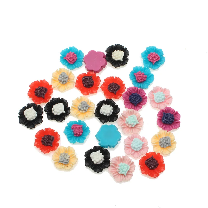100 шт. цветы из каучука для дизайн ногтей украшения страз ремесла Flatback Кабошон