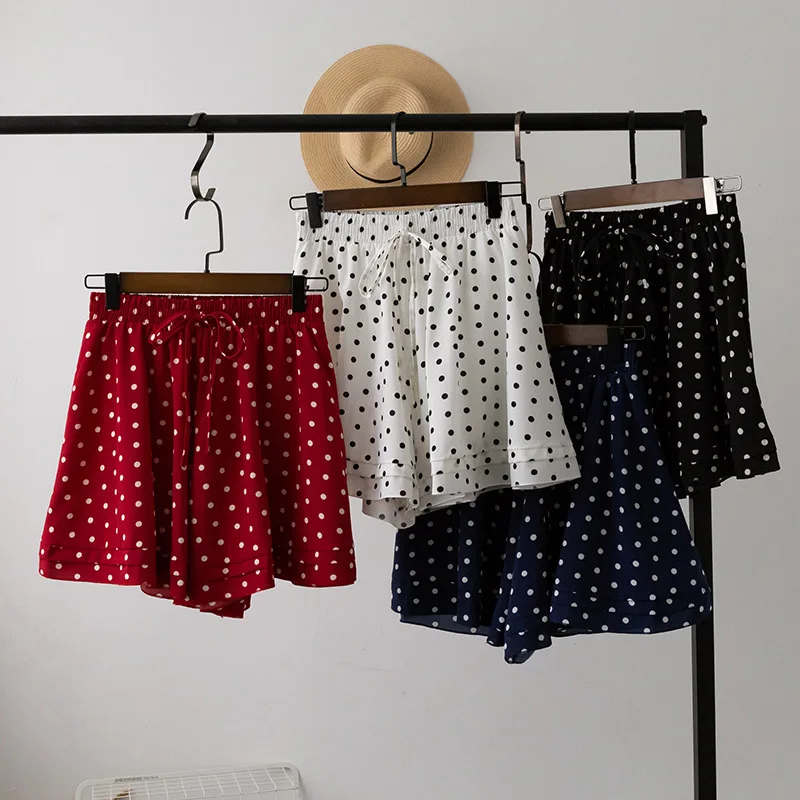 Женские летние шорты в горошек свободные с бантом 4 цвета на выбор Новое
