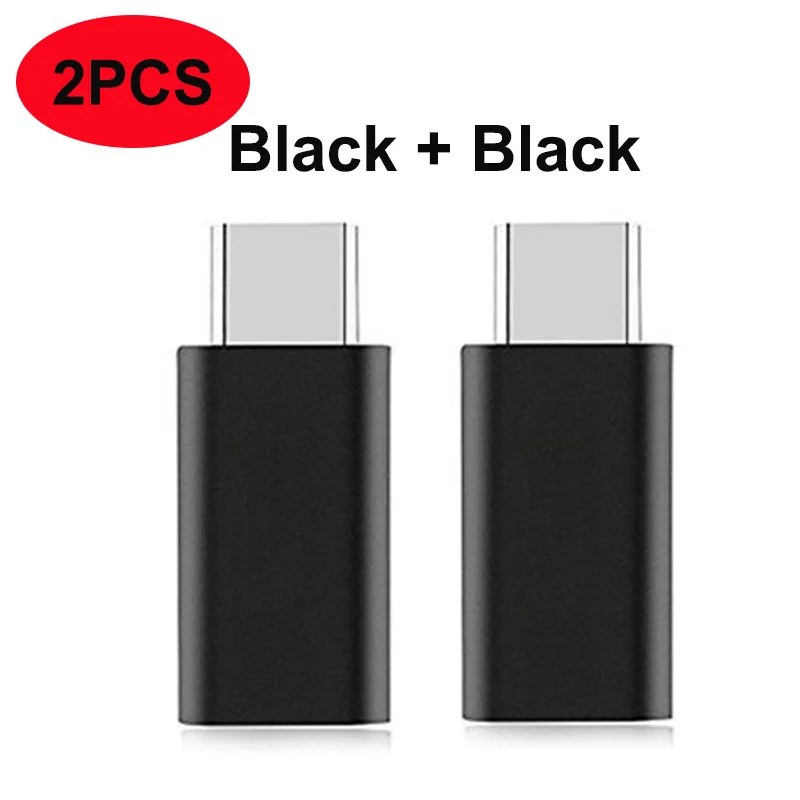 2PCS Black Micro USB к Тип C Зарядное устройство конвертера данных Тип-C кабель для зарядки с адаптером преобразовать для Samsung Galaxy S8 S9 плюс Примечание 8 OnePlus 5 T - Цвет: 2PCS Black