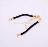 Gold Plated 30 шт. украшения zyunz Черный Хлопок Веревка Браслеты, пригодный для изготовления микро проложить украшения CZ Разъем браслеты - Окраска металла: Gold Plated