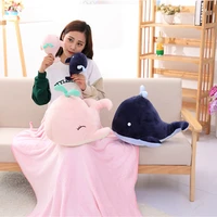 20cm kawaii plush baby toys blue whale with bamboo charcoal package clean air stuffed animal toy with blanket gifts for kids