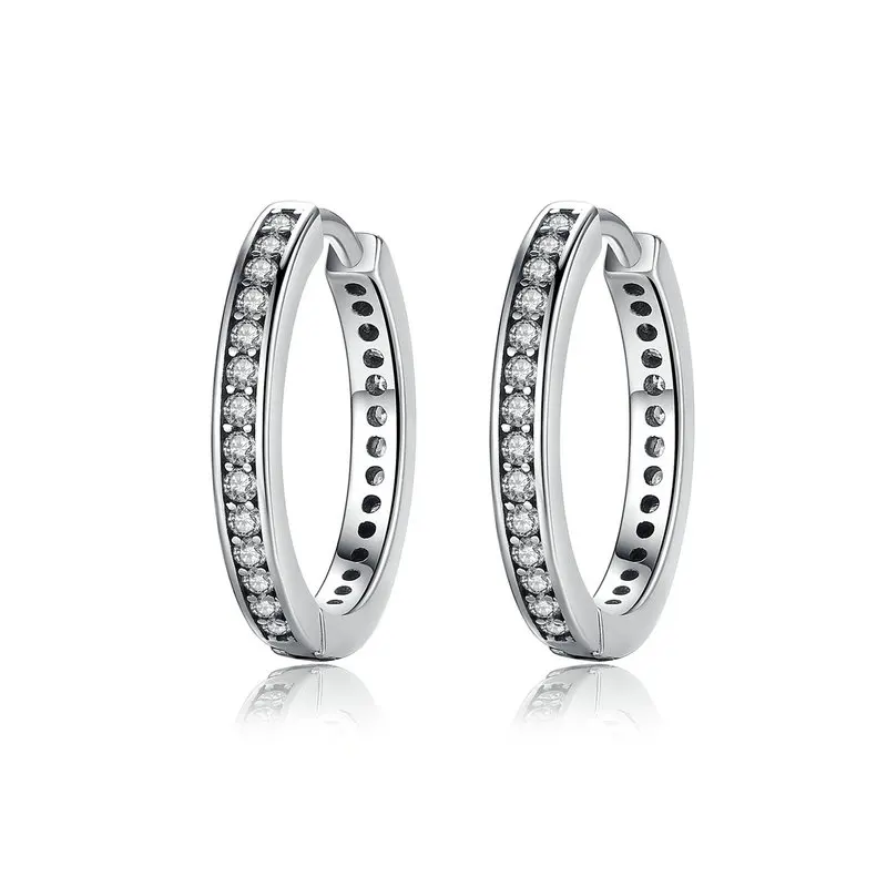 Женские круглые серьги-кольца из настоящего 925 пробы серебра Eternity, брендовые Серьги Brincos из стерлингового серебра, хорошее ювелирное изделие GOS456