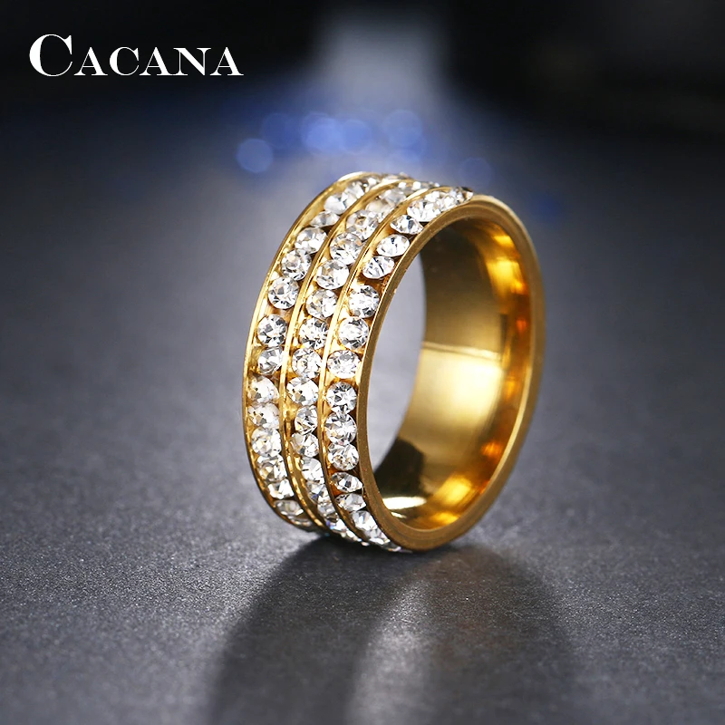 Женские кольца из нержавеющей стали CACANA модные украшения на заказ NO. R120|stainless steel