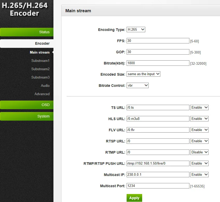 HEVC H.265/H.264 HDMI видео кодер прямой трансляции через HTTP HLS FLV RTSP RTMPS UDP ONVIF m3u8 на Facebook
