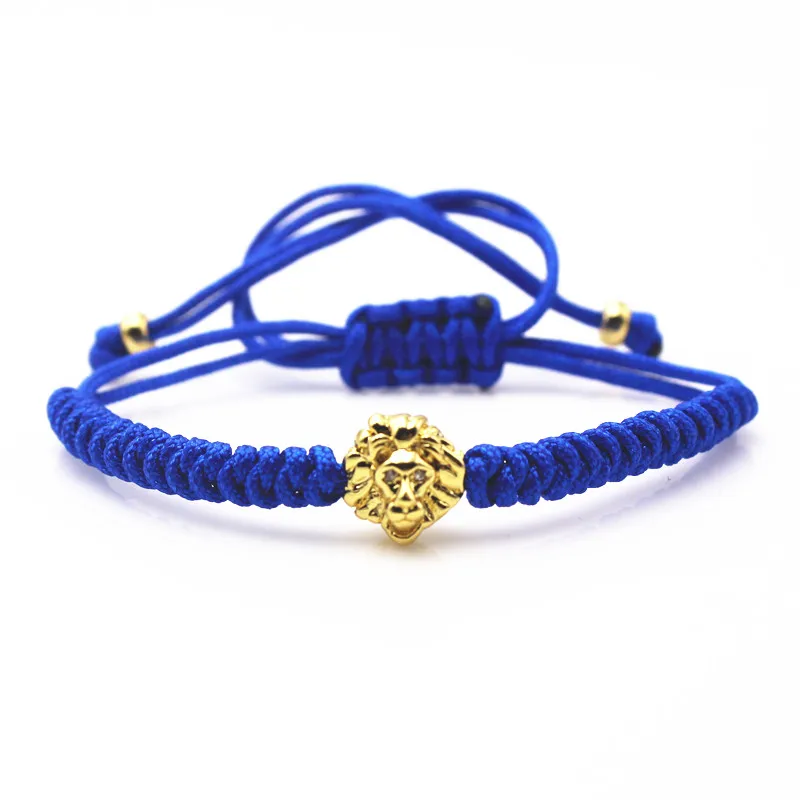 Модный бренд мужские браслеты из атолистоуна с головой льва синие веревочные