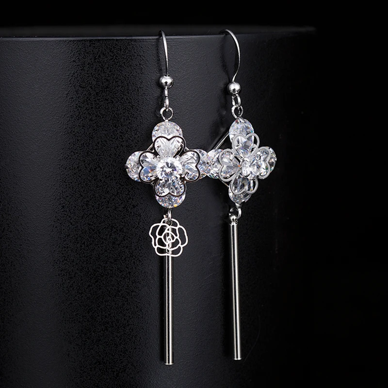 Женские серьги подвески Manxiuni boucle d'oreille femme pendante длинные с кристаллами