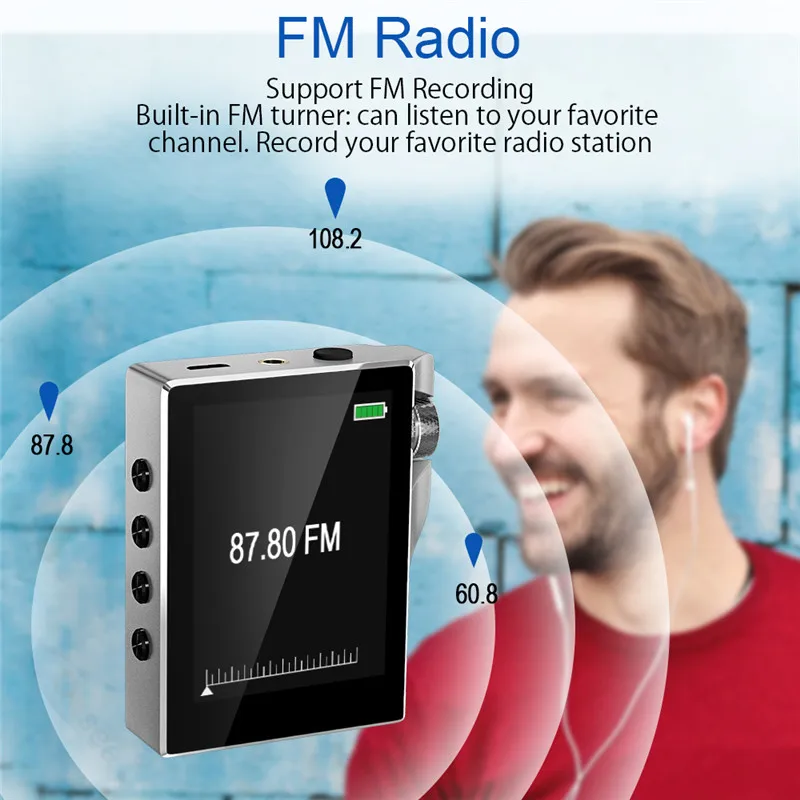 16 Гб 8 Гб mp3-плеер с Bluetooth fm-радио HiFi музыкальный плеер с высоким разрешением без потерь цифровой аудио с видео записью электронной книги