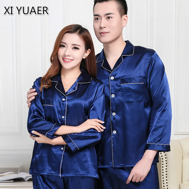 2020 шелковые пижамы для женщин с длинным рукавом одноцветные атласные мужчин