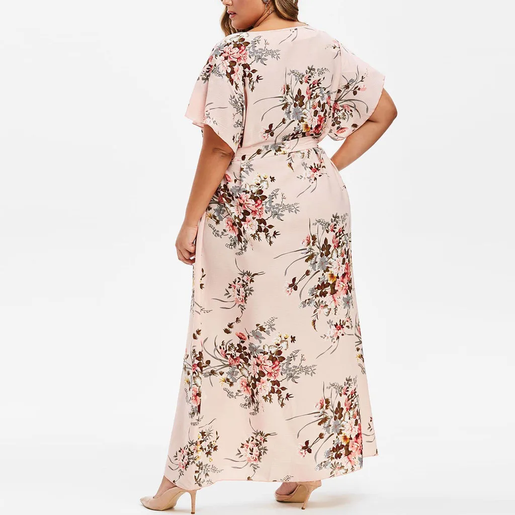 Страусиное платье 5XL женское платье с коротким рукавом Boho Вечерние Длинное Платье Макси Одежда для девочек женское платье большого размера vestidos 7