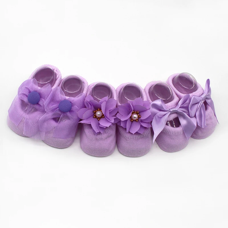 

3 Pairs/Set cotton Baby Socks For Baby Girl Baby Boy Bebe Toddler Newborn Infant Anti Slip Lace Flower Bow Tie Floor Socks KF250
