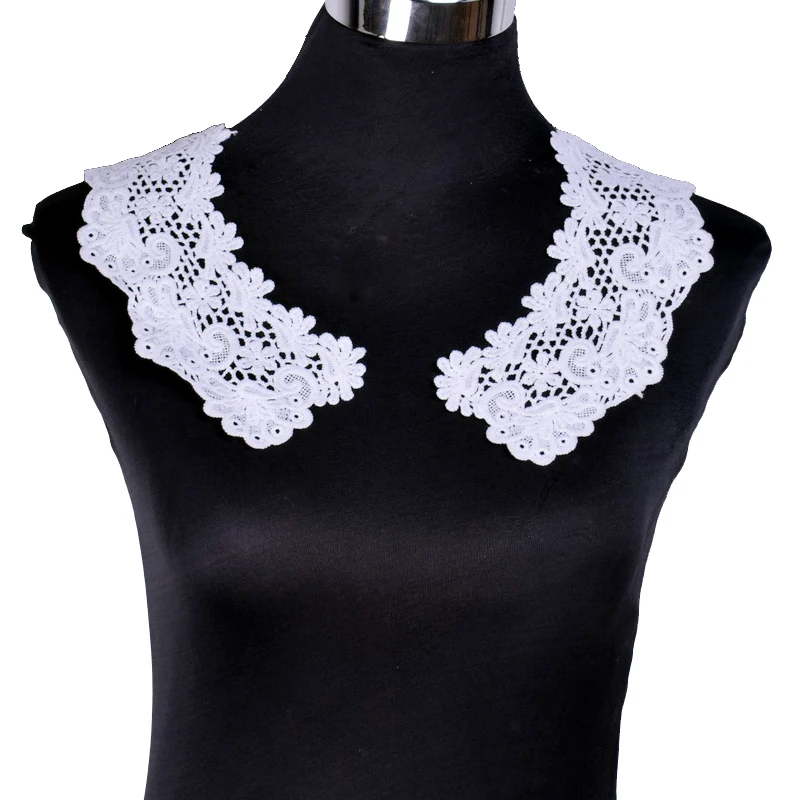 1 пара белая аппликация кружевная ткань Воротник Шитье вышивка воротник для