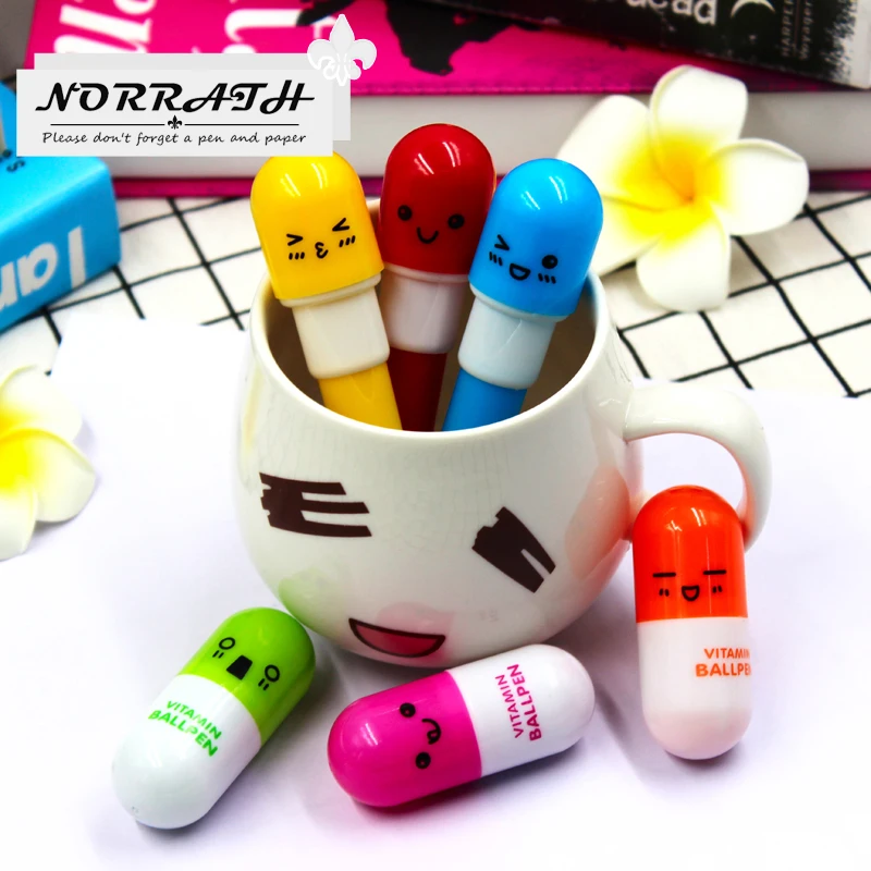 Шариковая ручка с витаминными таблетками 6 шт./лот|school supplies|vitamin pillpill ballpoint pen |