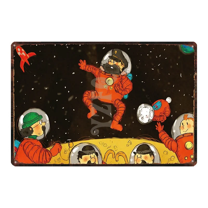 С героями из мультфильмов Жестяная вывеска металлическая пластина гладить