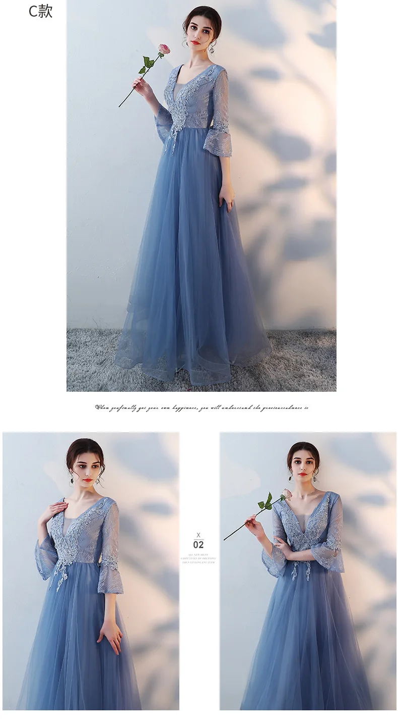 Vivian's Bridal недорогое высококачественное Элегантное синее серое ТРАПЕЦИЕВИДНОЕ простое платье подружки невесты Пышное расклешенное длинное шифоновое платье