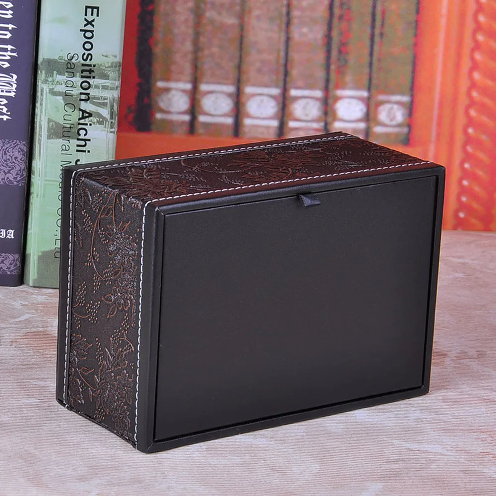 Винтажная коробка для салфеток с золотым узором креативная кожаная хранения