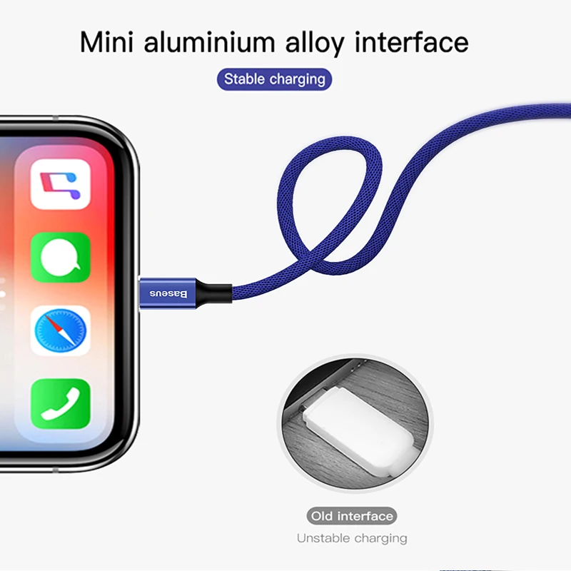 Baseus нейлон 5 м USB кабель Быстрая зарядка кабель Реверсивный для iPhone X XR Xs 8 7 6 Plus Apple iPhone зарядное устройство длинный кабель Шнур для передачи данных