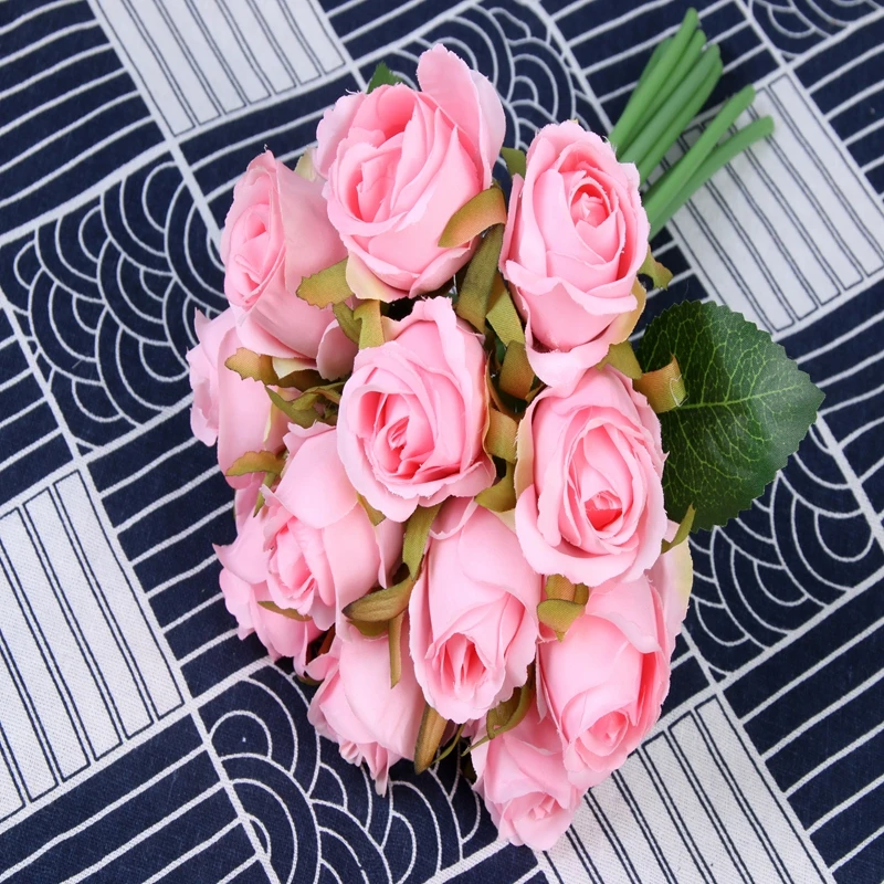 10 Цвета 12 шт./компл. 25x16 см Искусственный Сатиновые розы/украшение на свадьбу невесты букет шелковых цветок «сделай сам» для дома приспособления для декора вечеринки
