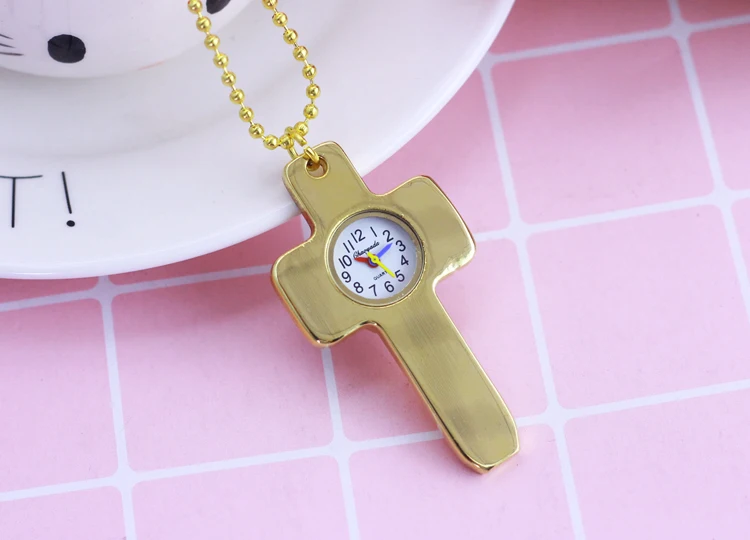 chaoyada Vintage gold Gothic Cross Model Necklace Pendant With Chain Quartz Pocket Watch Men Women Gift | Наручные часы