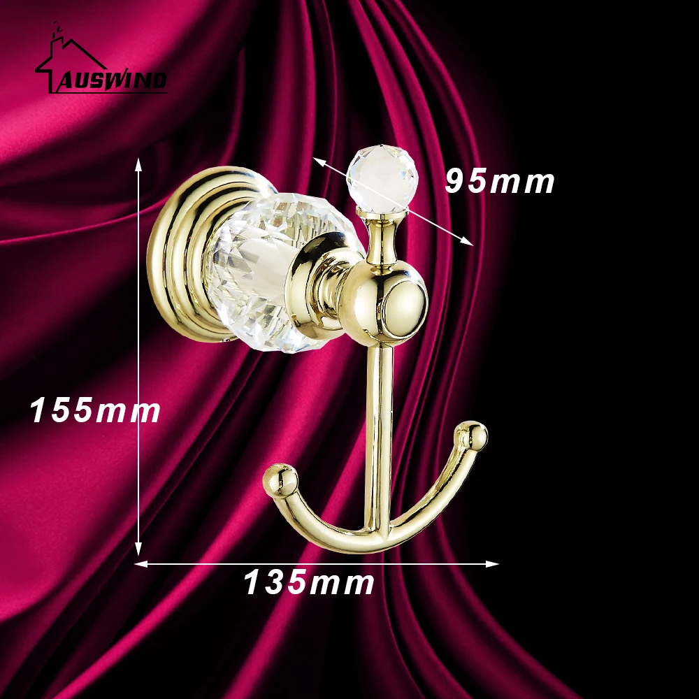 Европейские Твердые Латунные золотые Хрустальные шарики крючки для пальто