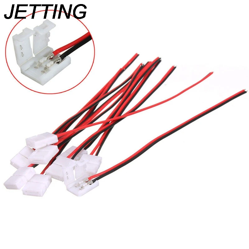 JETTING 10Pcs/lot PCB Cable 2 Pin LED Strip Connectors 3528/5050 8mm / 10mm Width Ribbon Single Color Adapter Wholesale | Обустройство