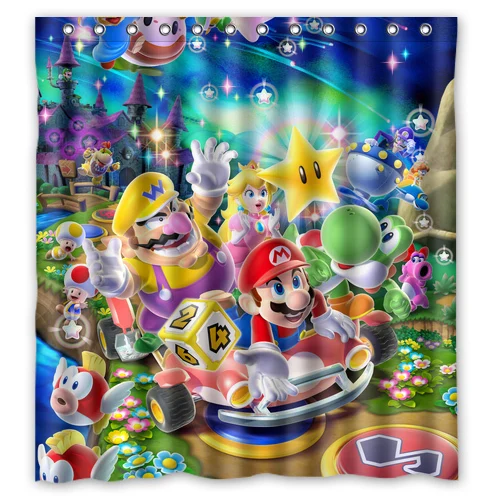 Игры супер марио на заказ дизайн ванна водонепроницаемый занавески для душа