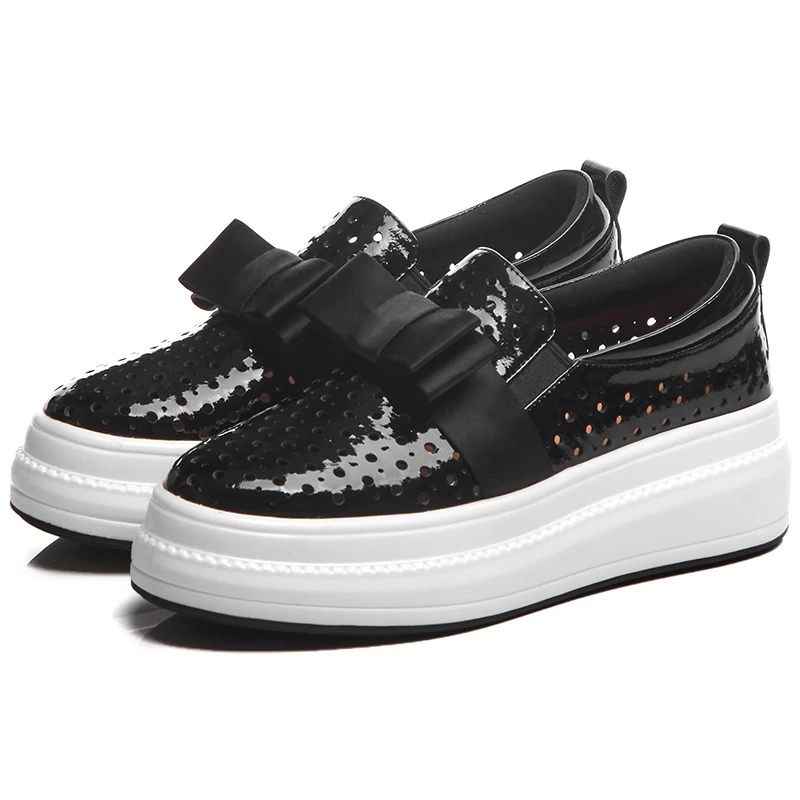 Женские лоферы Новинка лета 2019 туфли на платформе роскошные черные кроссовки из