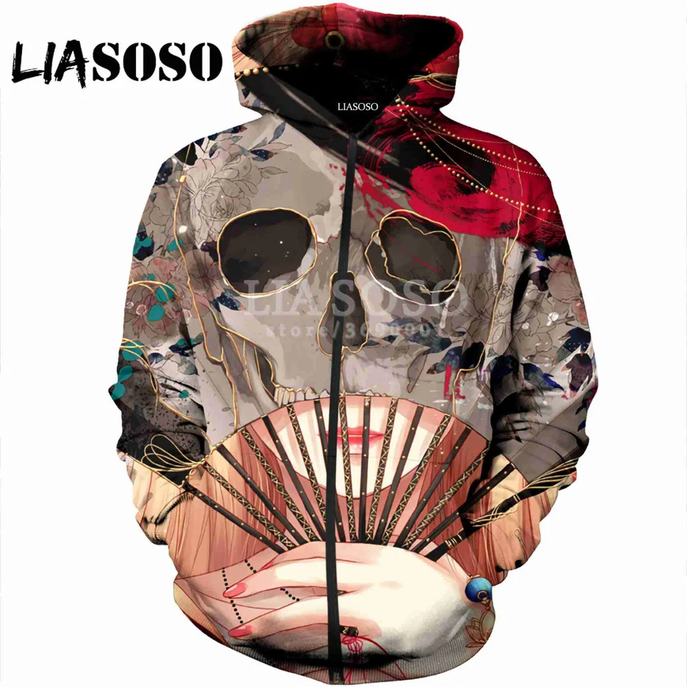 LIASOSO новинка 2018 женские и мужские толстовки с капюшоном 3D принтом аниме