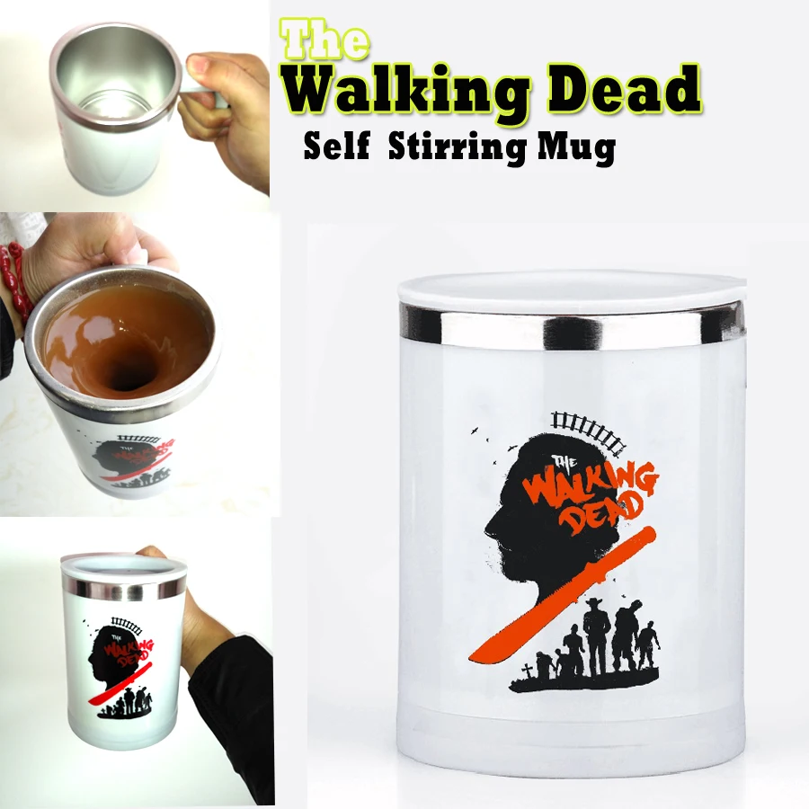 

New Arrive walking dead Automatic self stirring mug light magiccofffee milk Stainless Steel Cup Surprice gift for best friend