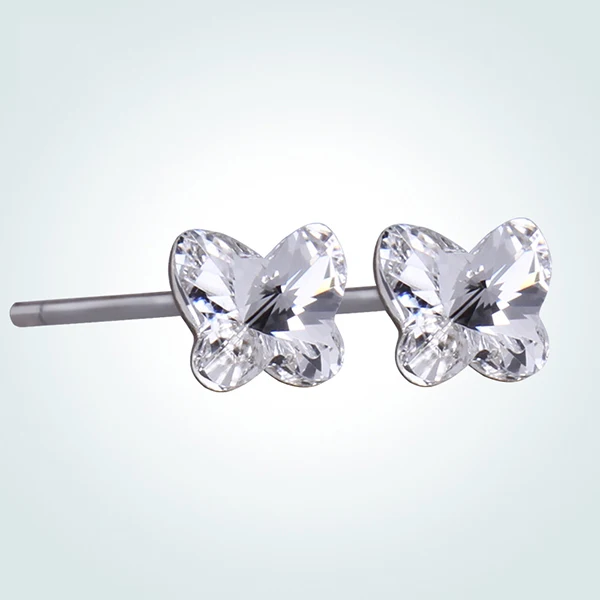 Warme Farben Кристалл от Swarovski женские серьги бабочка кристалл серьги-гвоздики простые 925 пробы серебряные серьги для девочек - Цвет камня: as picture