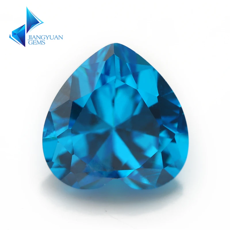 

3x3~10x10mm Dark Seablue Color Heart Shape 5A Cubic Zirconia Stone Synthetic Gems Beads Crystal Stone