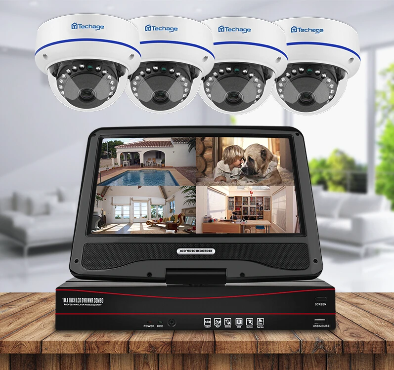 Techage 8CH 1080P POE CCTV система 10," lcd NVR комплект 2MP Крытый открытый купол Антивандальная IP камера P2P комплект видеонаблюдения