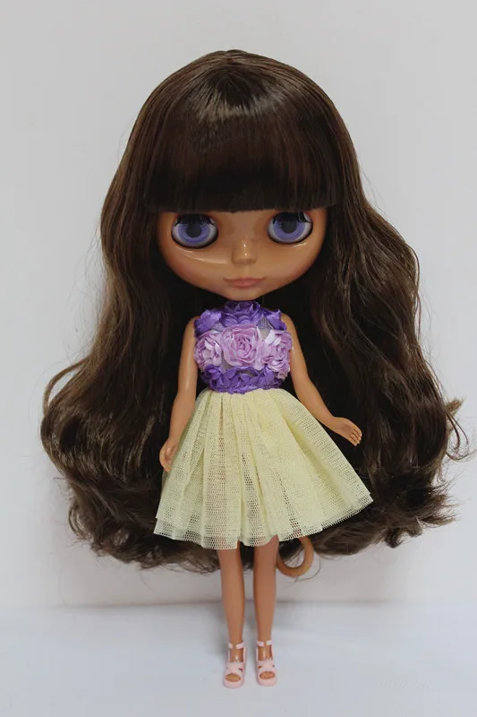 Blygirl Blyth doll brown curly hair Liu Hai black skin nude joint general body 7 can change the makeup | Игрушки и хобби