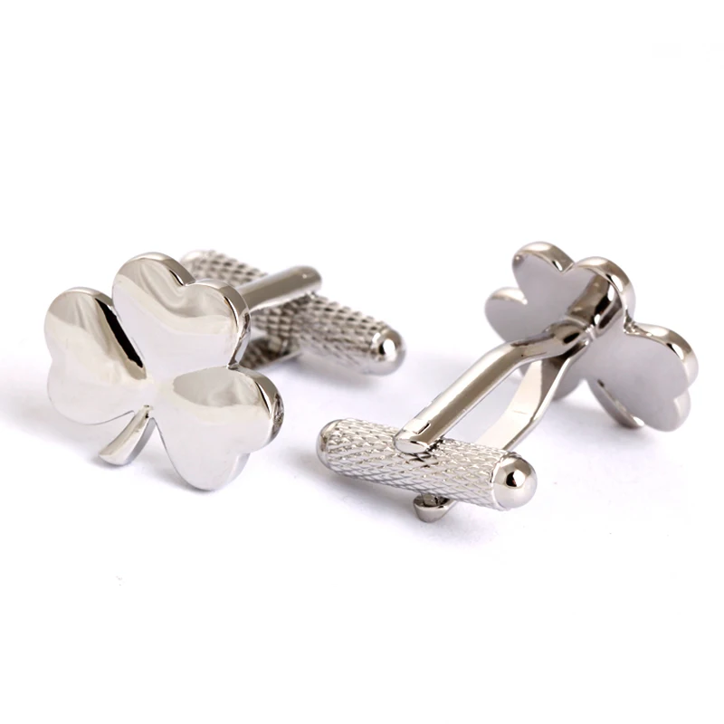 Три листа клевера цветок подарок запонки мужские французские рубашки ювелирные