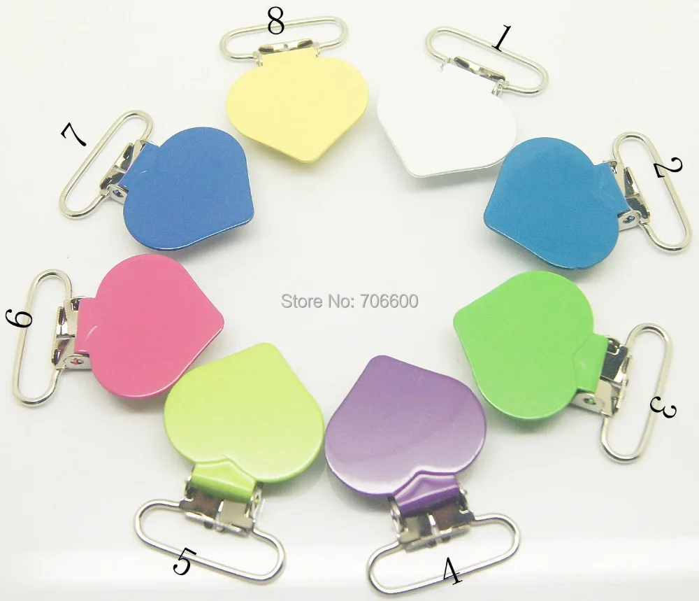 

Suspender clips 100pcs heart clips suspender mixed colors pacifier clips