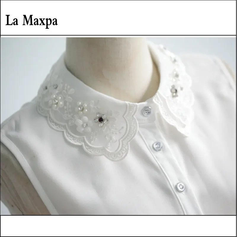 [La MaxPa] Новинка модная Корейская белая рубашка с вышитыми цветами съемный