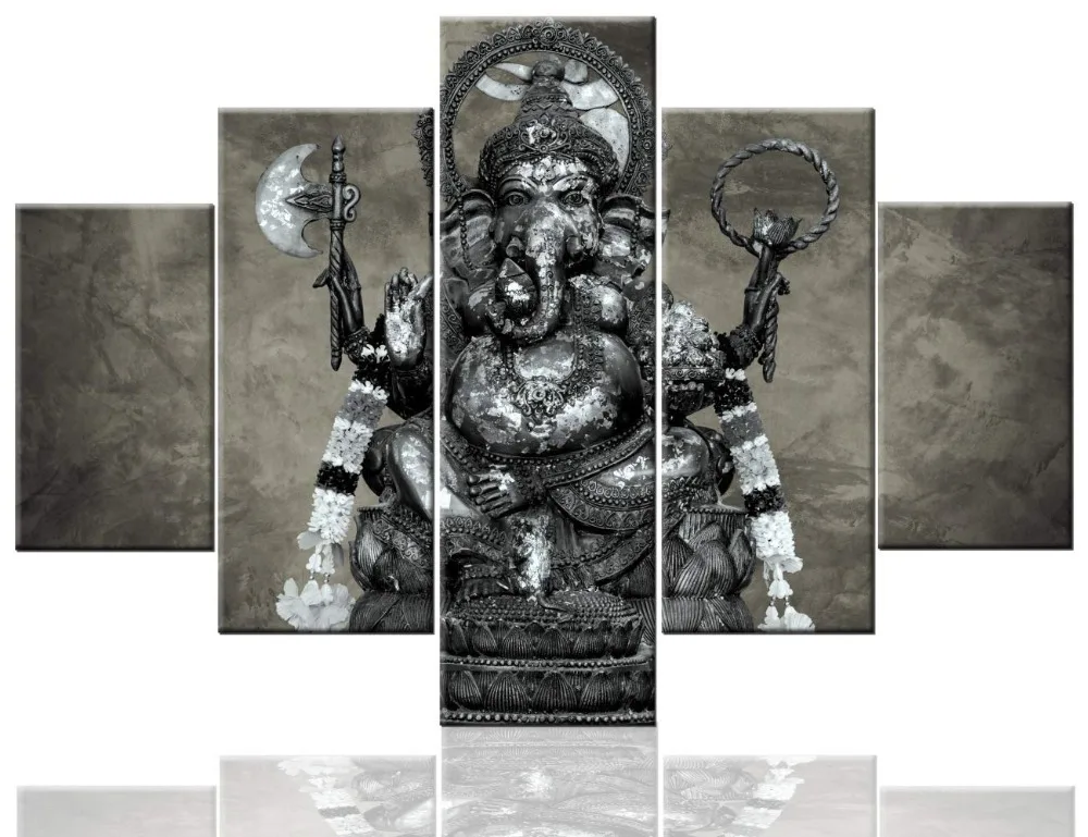 

Modern 5 panel Indian God elephant Living room Print CanvasPicture Painting Wall Artist Residence Decoration HD Elephant God St