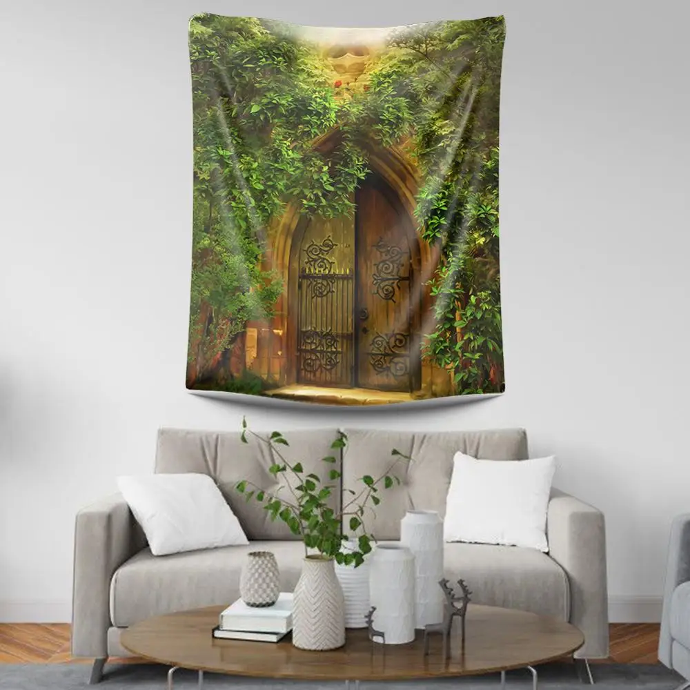 Европейский лесной ковер Замок украшение для дома настенный спальни зеленый