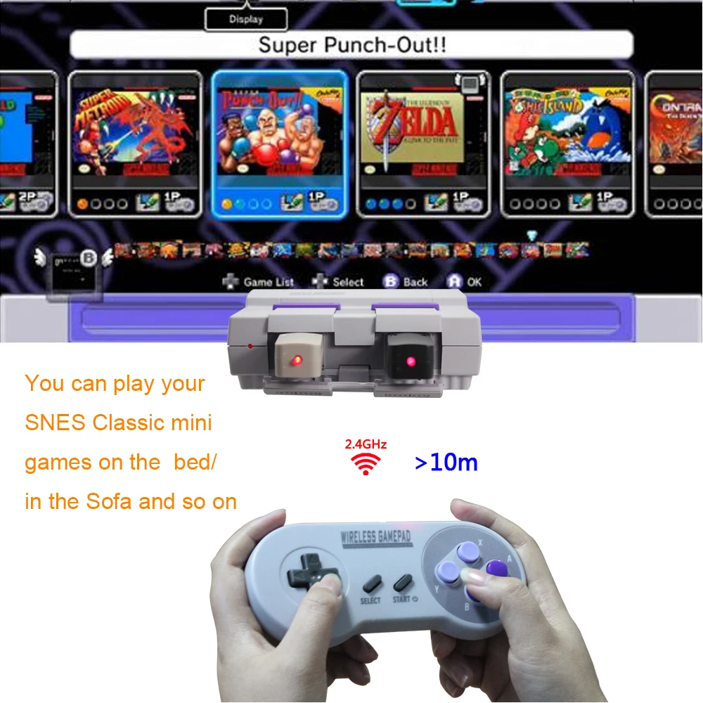 YTTL 2 4 ГГц беспроводной контроллер SNES мини джойстик с ретро usb приемником для Super
