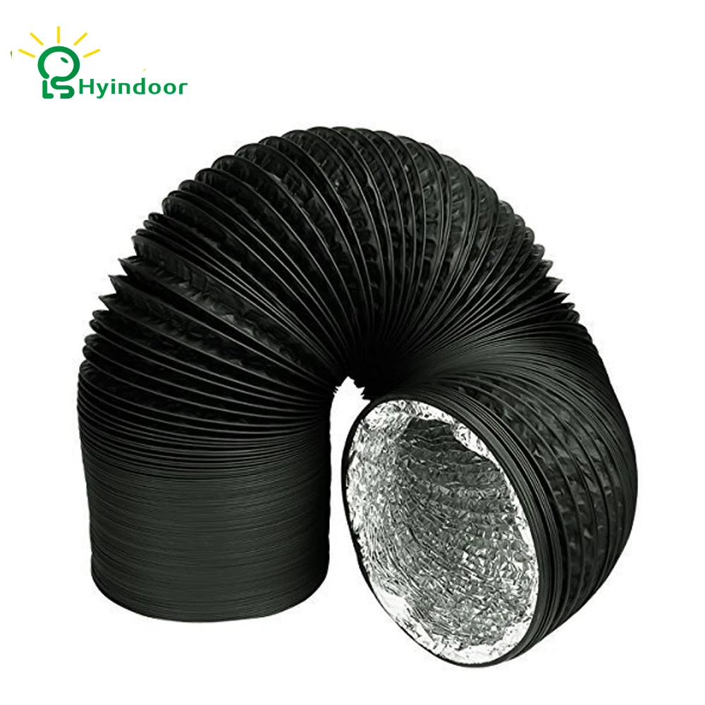Hyindoor 6 дюймовый воздуховод 5 фута (2 м) длинный черный гибкий для вентиляции в