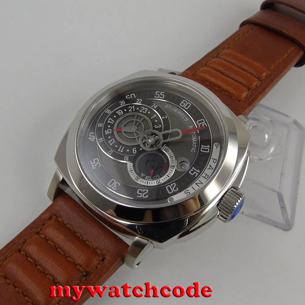 44 мм parnis черный циферблат сапфировое стекло Корпус автоматические военные