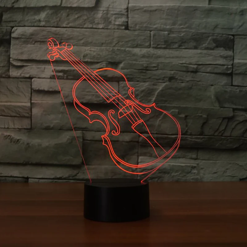 Ночник для скрипки 3D Luminaria 7 цветов светодиодный светильник гитары ночник детей