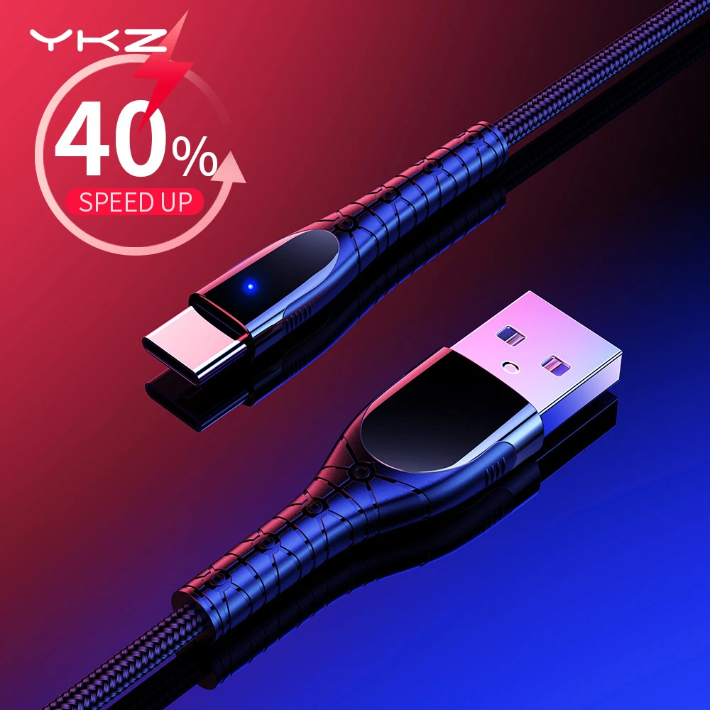 Кабель USB C YKZ для samsung Galaxy S10 S9 type кабель быстрой зарядки данных type-C Xiaomi Redmi Note 7 USB-C