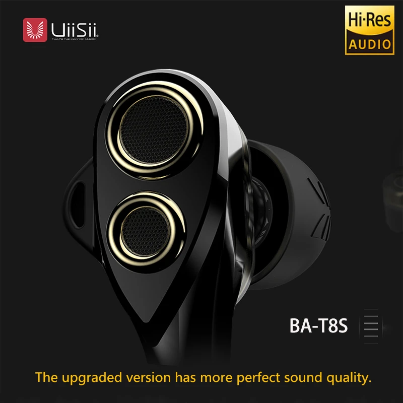 Uiisii Ba-T8s 2dd + 1BA 6 Unidades Tecnologa Hbrida Auriculares HiFi Ruido Estreo Con Micrfono Monitores Auricular 100% Origina |