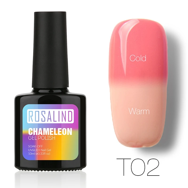 T02 ROSALIND гель 1 S P+ черная бутылка 10 мл хамелеон, изменяющийся от температуры T01-30 гель лак для ногтей Дизайн ногтей УФ светодиодный термогель - Цвет: T02