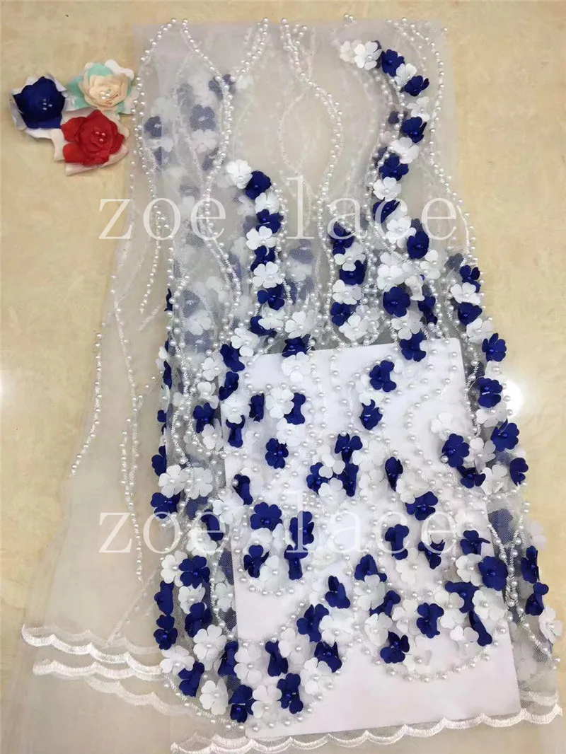 Zoe кружева f103 # новый жемчуг и 3Dflower Ткань Вышивка Лучшее качество 5 ярдов в наличии